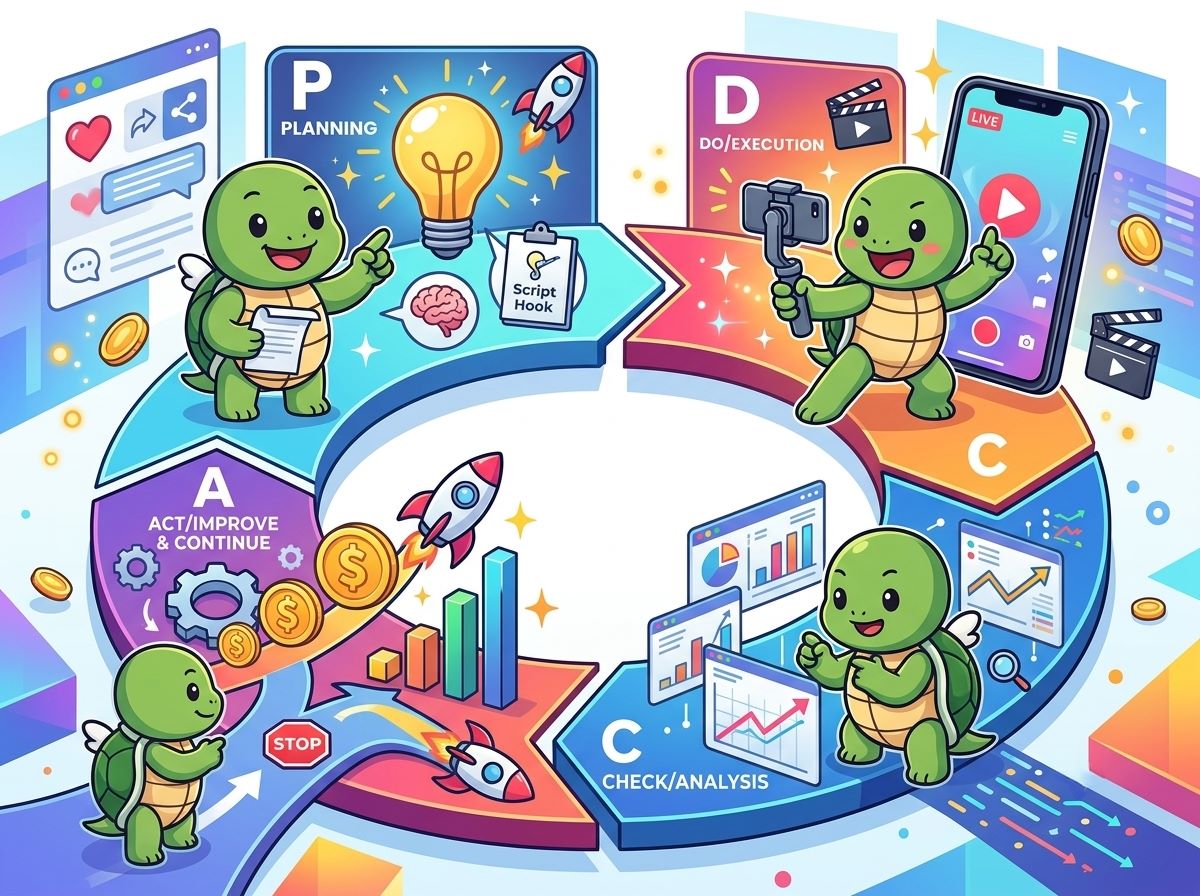 TikTok運用の改善・PDCAサイクル 要素別の重要度と撤退基準